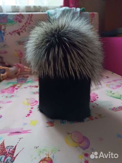 Шапка песцовая женская черная