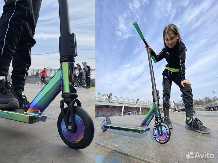 Самокат новый бирюзовые грипсы ihva D3
