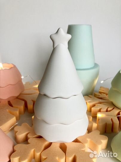 Силиконовая форма Елка шкатулка для свечи
