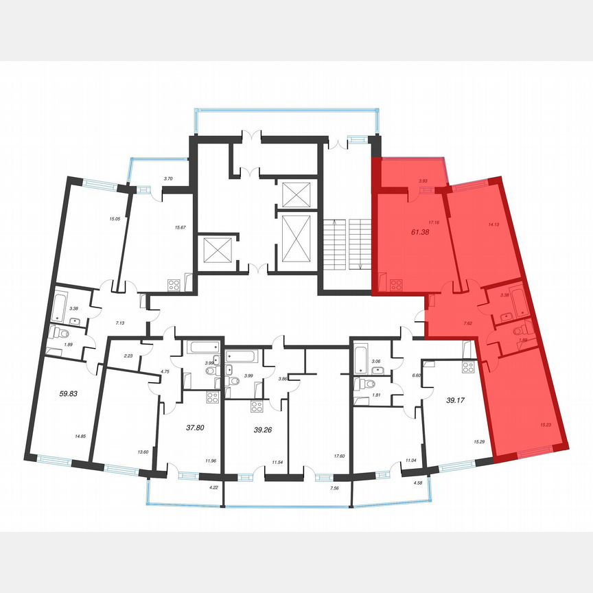 2-к. квартира, 63,3 м², 10/22 эт.