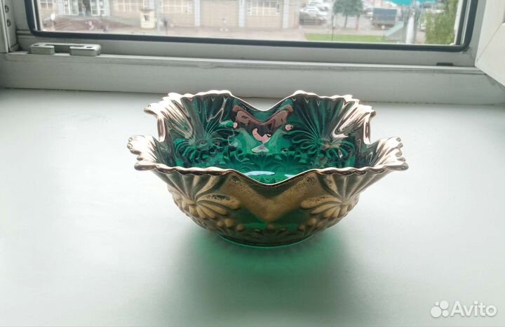 Конфетница Цветок Четыре лепестка СССР позолота