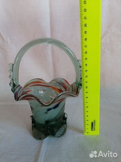 Ваза конфетница цветное стекло СССР