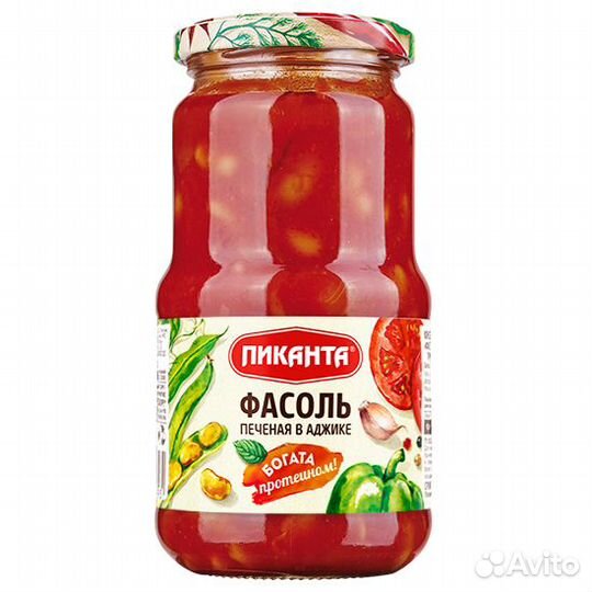 Консерва Фасоль Пиканта печеная в аджике 530г