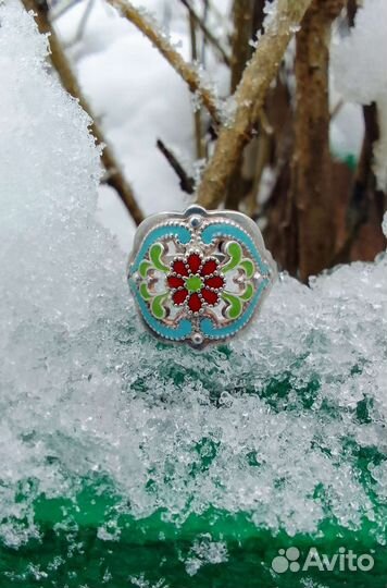 Серебряное кольцо ссср,эмаль