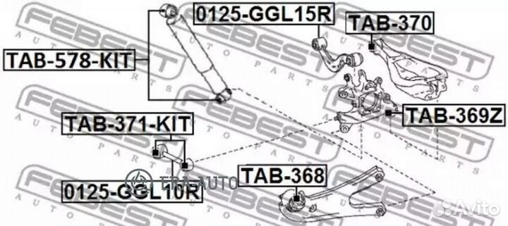 Febest TAB-368 Сайлентблок задн рычага lexus RX270/350/450H AGL10/GGL10 2008- TAB-368