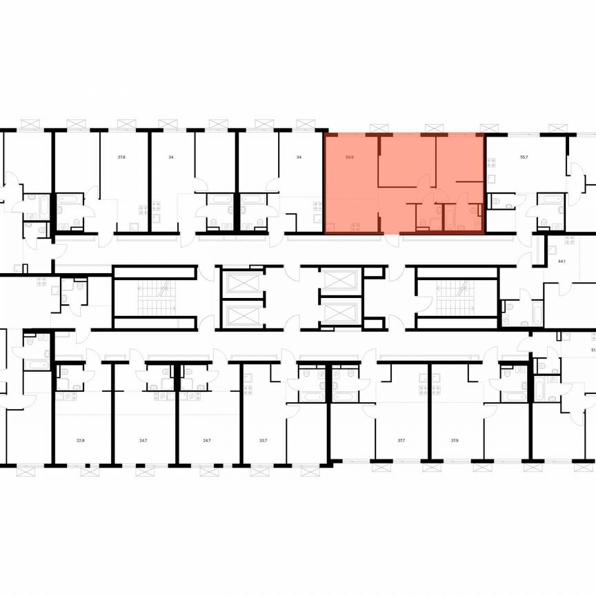 2-к. квартира, 59,9 м², 20/24 эт.