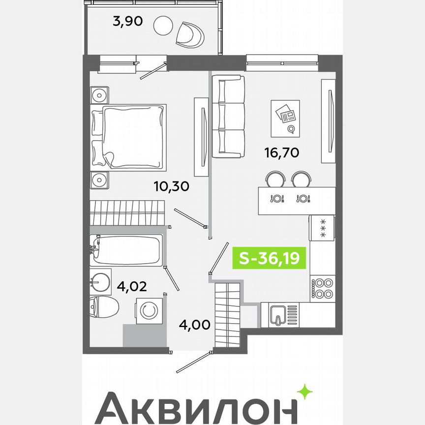 1-к. квартира, 36,2 м², 11/12 эт.