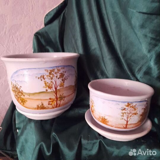 Горшок для цветов керамика ручная роспись