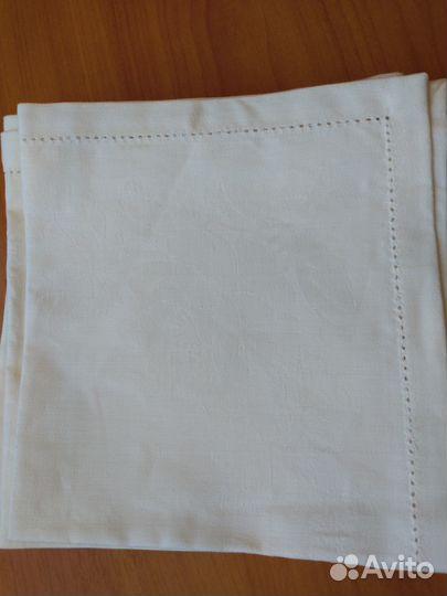 Льняные жакардовые салфетки с мережкой, новые 5 шт