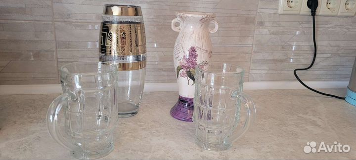 2 вазы и 2 пивные кружки 0.5