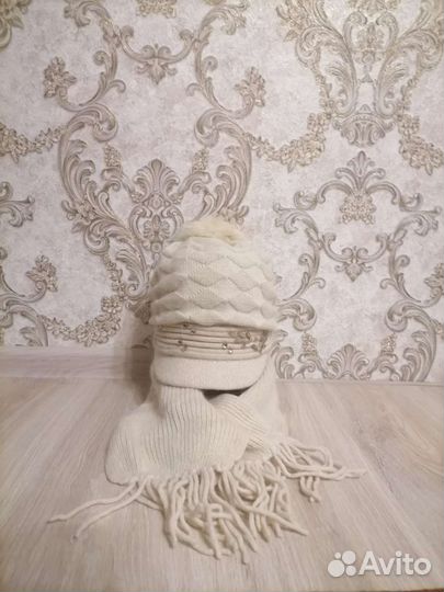 Шапка зимняя с шарфом