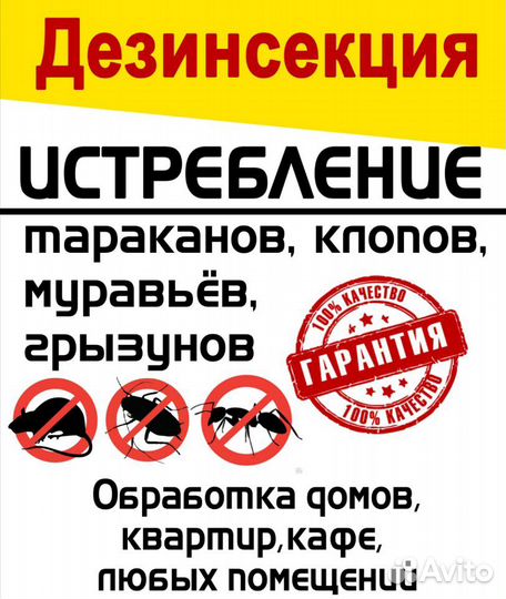 Уничтожение клопов тараканов блох