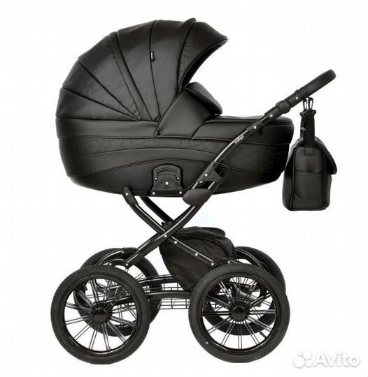 Коляска 2 в 1 Indigo Special Plus черная кожа