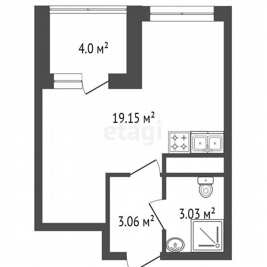 Квартира-студия, 25,2 м², 3/4 эт.