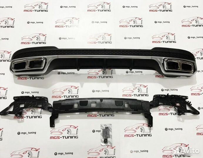 Диффузор E-class W212 мат c Chrome насадками E63s