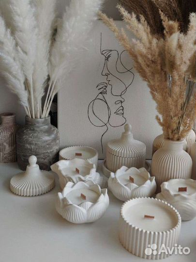 Ароматические свечи в гипсе ручной работы