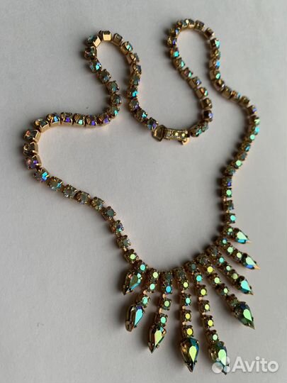 Колье клипсы браслет Чехословакия Аврора бореалис