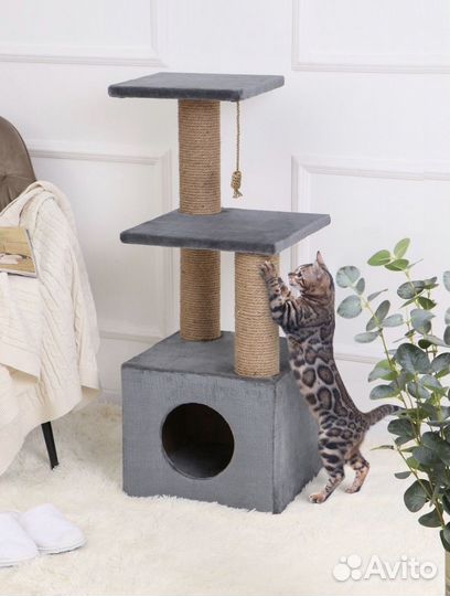 Когтеточка с домиком и лежанкой