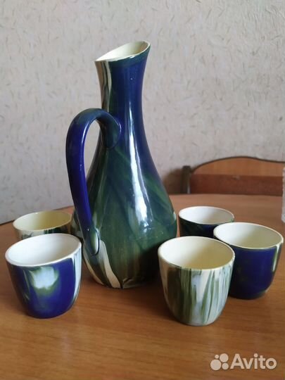 Набор кувшин и 5 рюмок. Керамика