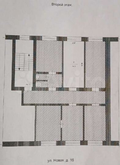 Комната 14,3 м² в 1-к., 2/2 эт.