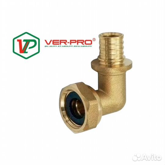 Уголок аксиальный с накидной гайкой из латуни 25*3/4 F Ver-pro VRP254LF-C