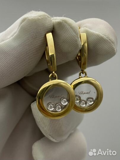 Золотые серьги chopard Happy spirit