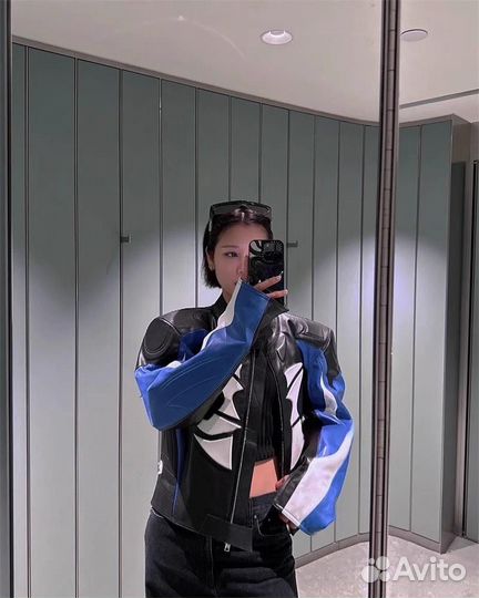 Кожаный бомбер Vetements Racing tribal Leather