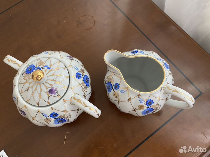 Сахарница и молочник лфз золотая сеточка Васильки