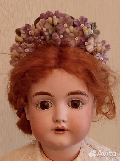 Ободок-корона из бархата для антикварной куклы с о