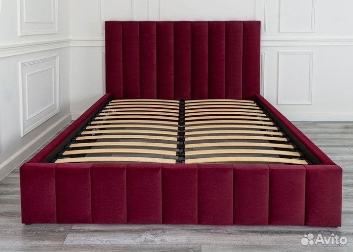 Кровать 160х200 двуспальная велюр бордо Богема