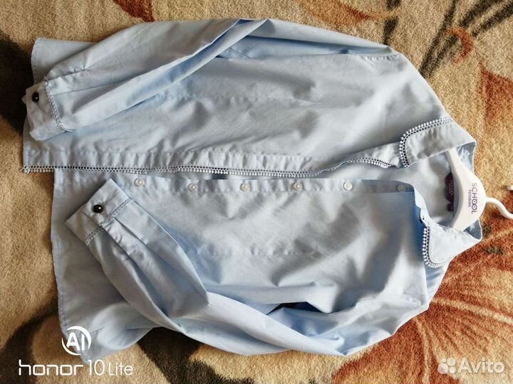 Блузка школьная голубая 164