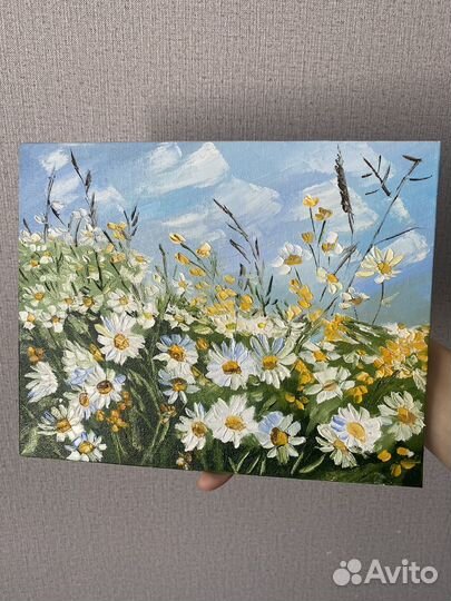 Картина маслом ромашки