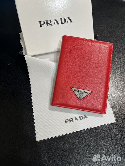 Обложка на паспорт Prada кожа красная