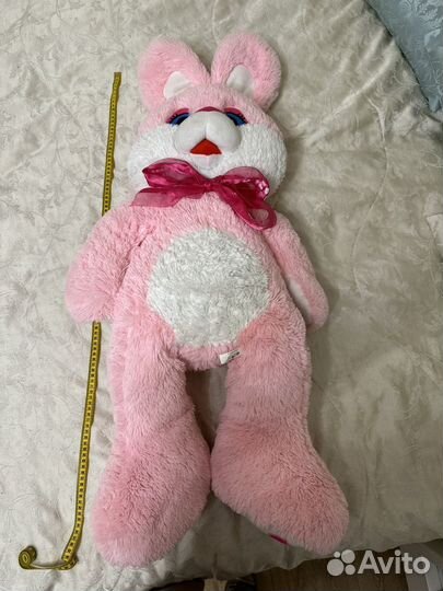 Мягкая игрушка заяц розовый большой