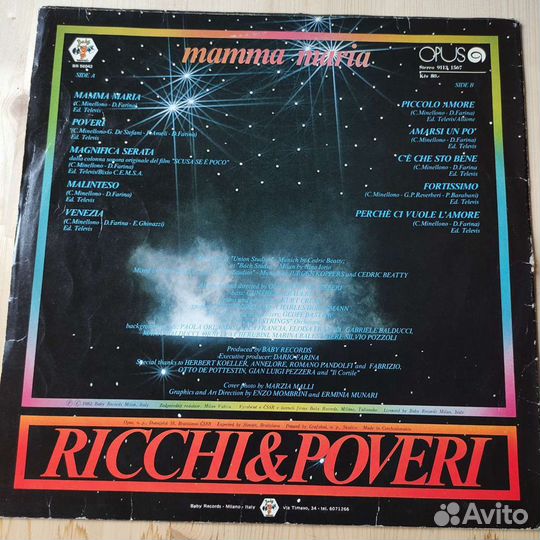Пластинка винил Ricchi Poveri 1982