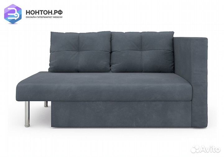 Диван выкатной Алиса велюр серо-синий