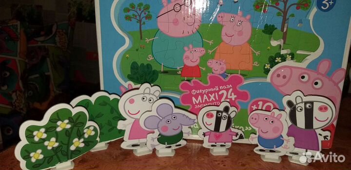 Фигурный пазл и Набор настольных игр Свинка Пеппа