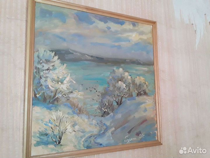 Картина маслом зимний пейзаж