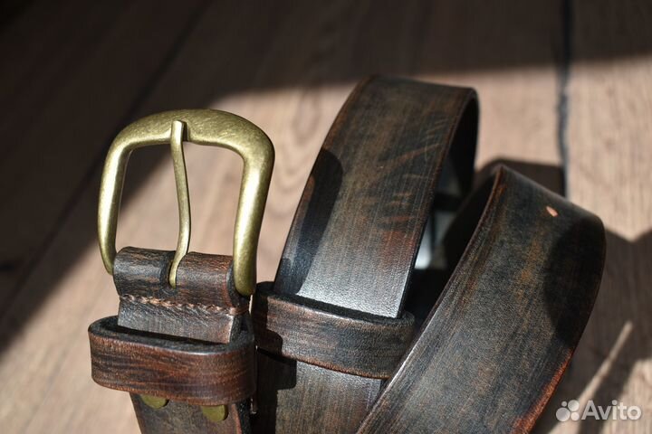 Кожаный мужской ремень из толстой кожи