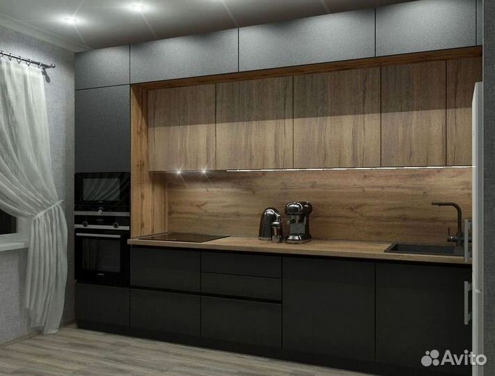 Прямая кухня с мдф фасадами