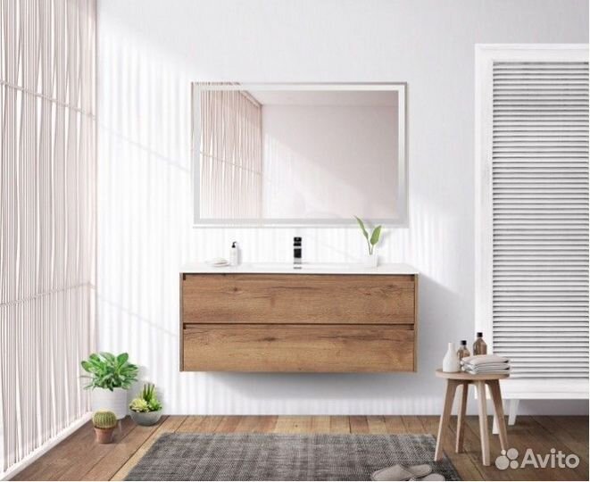 Тумба с керамической раковиной BelBagno Kraft 120 см, цвет Rovere Tabacco