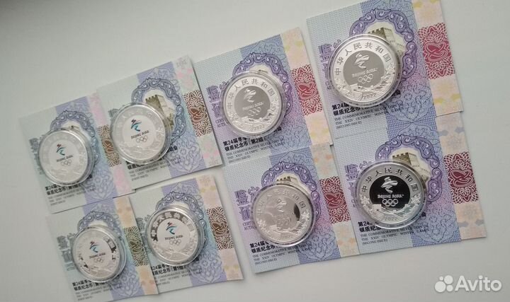 Китай 8x 5 юань Олимпиада Пекин 2022 Серебро Пруф
