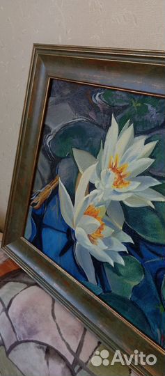 Картина маслом. Кувшинка, водяная лилия