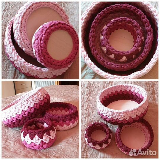 Трикотажные корзинки ручной работы