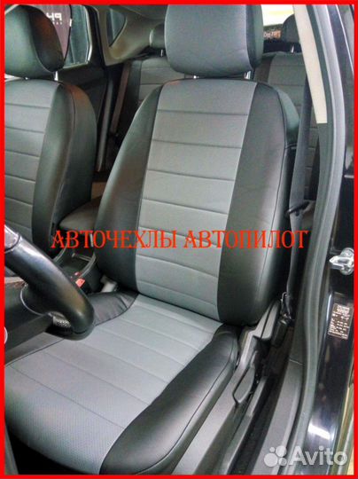 Чехлы Автопилот Opel Astra H из экокожи чёрно-серы