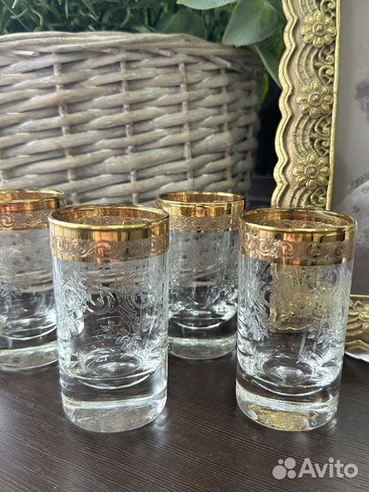 Хрустальные стопки с позолотой, Medici, Италия