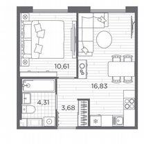 1-к. квартира, 35,4 м², 2/5 эт.