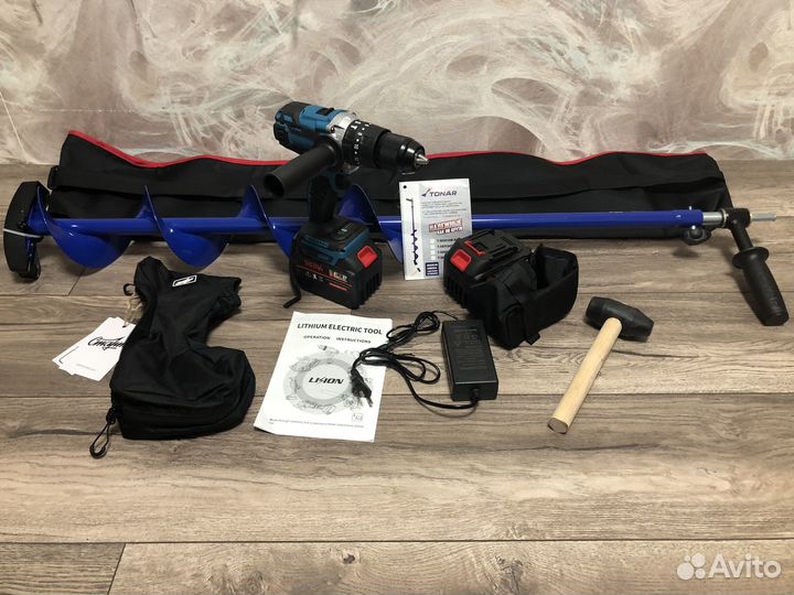 Ледобур с шуруповертом комплект 6 в 1