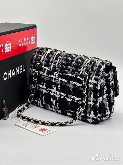 Сумка шанель твидовая черно-белая Chanel