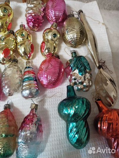 Елочные игрушки из стекла СССР